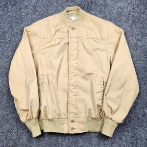 Vintage Land-N-Lakes Jacket Mens Medium Beige Cotton Bomber Talon Zip Lined 60s